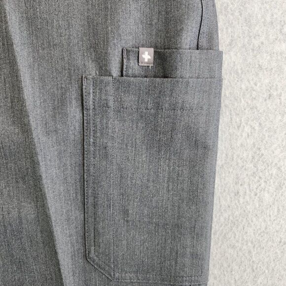 Figs Scrub Pants Womens Medium Gray Yola Skinny Leg Zip Cargo Blue Drawstring - Picture 3 of 16